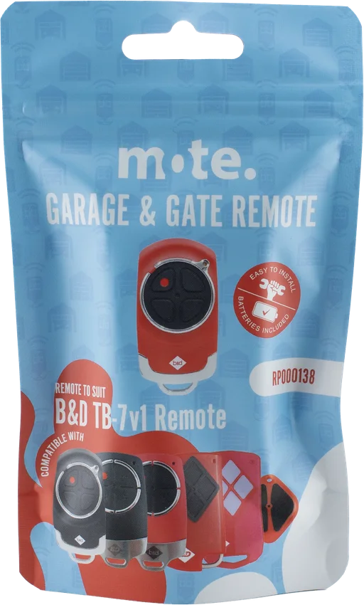 Mote packaged remote to suit B&D TB-7v1 Remote