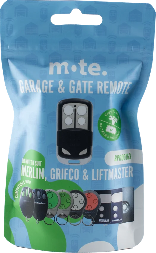 Mote packaged remote to suit Merlin, Grifco & Liftmaster